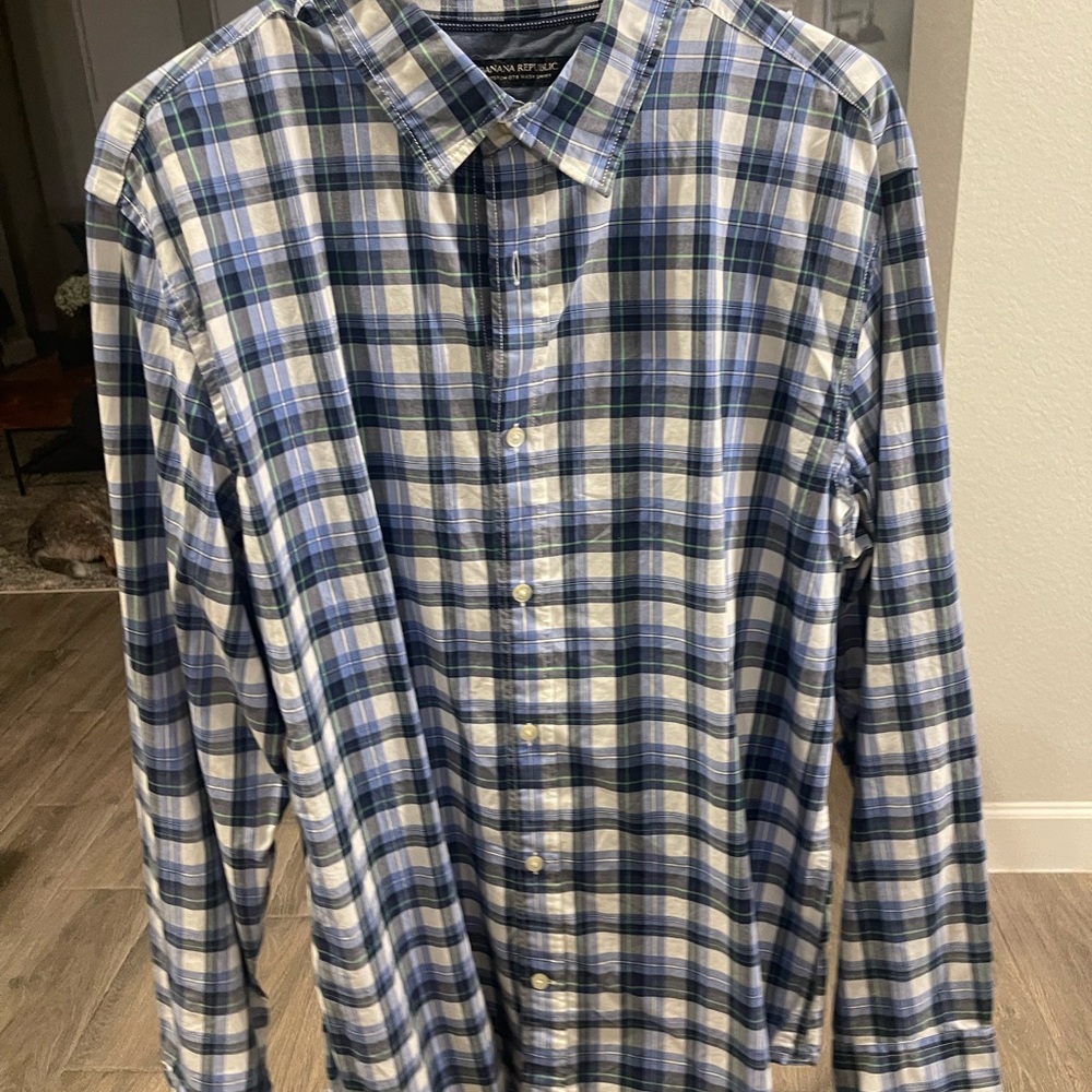Banana Republic Men's Blue Plaid Shirt